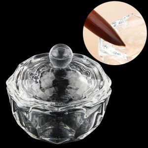 Liquides Crystal Glass Nail Tasse pour acrylique Bol poudre liquide avec couvercle Dappen Dish Brosse Lavage Équipement Équipement de manucure