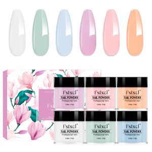 Liquides FSIXCL 6 Couleurs Tremper en acrylique Powder Scaring Design Nail Art For Manucure Green Blue Rose Pigment Dust 3 in 1 Kit de démarrage