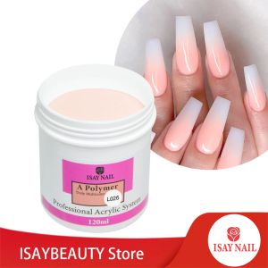 Liquides IsayBeauty 120g ongles acrylique poudre de poudre blanche rose transparent en polymère de cristal de décoche