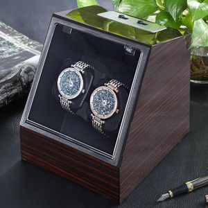 LISCN Remontoir de montre automatique silencieux en bois, forme irrégulière, couvercle transparent, boîte de montre-bracelet avec prise ue, luxe, 2 boîtes, montre automatique 272m