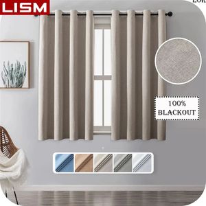 LISM – rideau occultant à isolation thermique, Texture lin, 100% d'ombrage, pour salon, chambre à coucher, salle à manger, rideaux de fenêtre, 240119