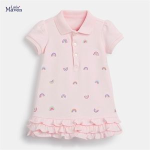 Vestido de verano Maven ropa de algodón informal de algodón rosa Rainbow Pretty Princess Vestido para niñas de niñas de 2 a 7 años 220707