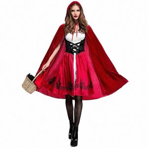 Petit Chaperon Rouge Version moderne du châle de vêtements de performance sur scène, uniforme de jeu de cosplay persalité pour filles adultes m66c #