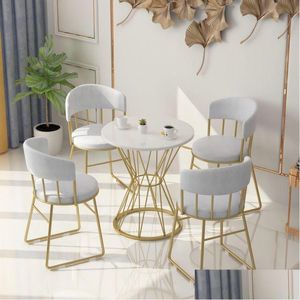 Meubles de salon Nordic Light Table de négociation de luxe Café Dessert Shop Chaise en métal pour la décoration intérieure Livraison directe Jardin Dhspt