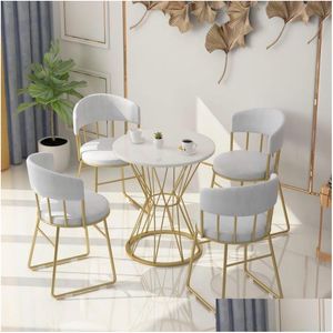 Meubles de salon Nordic Light Table de négociation de luxe Café Dessert Shop Chaise en métal pour la décoration intérieure Livraison directe Jardin Dh1Dt