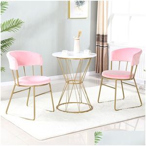 Meubles de salon Nordic Light Table de négociation de luxe Café Dessert Shop Chaise en métal pour la décoration intérieure Drop Deliver Homefavor Dhxe0