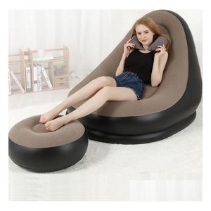 Muebles de sala de estar Sofá inflable portátil al aire libre con silla Cam Travel Holiday Air Bag Slee Lazy Bed Beag Drop Delivery Home Gar Dhiwh