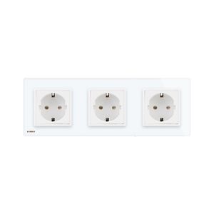 Livolo New EU Standard Power Socket, Outlet Panel, Triple Wall Power Outlet Without Plug,Toughened Glass