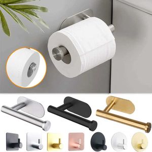 LKL7 Toilet Paper Holders Self Adhesive Toilet Paper Holder Wall Mount No Punching Stainless Steel Tissue Towel Roll Dispenser Bathroom Kitchen Wall Hooks 240410