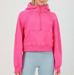 LL Même modèle Yoga demi-zip sweat à capuche avec trou pour le pouce manteau à capuche épais Sports gym Fitness veste pour femme pull de haute qualité 46