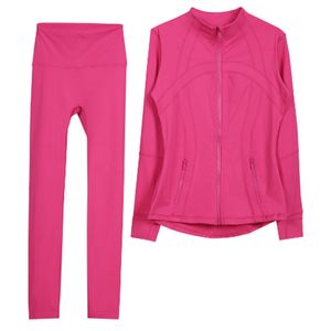 LL Veste de yoga pour femmes Sports Pantalon serré Veste à glissière à manches longues à manches longues Slim Fit Running et Fitness Top Define Lu Lu Yoga Femmes Outdoor Cycling Set