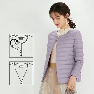 LL Veste de yoga courte et fine en duvet de canard pour femme - Col rond - Parka portable - Manteau de sport d'hiver - Léger - Couleurs acidulées - S-4XL