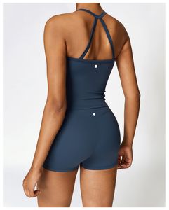 Ll set en deux pièces pour femmes pour le costume de sport de yoga Lu Bra + Short Sexy Backless Workout Bras sets sans manches Fitness Pants décontractés Summer LL8519