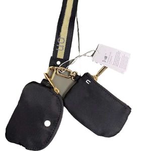 LL283G Type de retour de carte de Yoga boucle sac de rangement en Nylon double sac porte-clés Mini sac de Yoga poche à fermeture éclair détachable portefeuille en gros