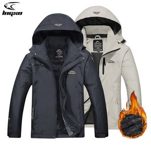 LNGXO Winter Inner Fleece Waterproof Jacket Men Women Outdoor Windbreaker Hiking Camping Skiing Rain Jacket Thick Thermal Coat 220516