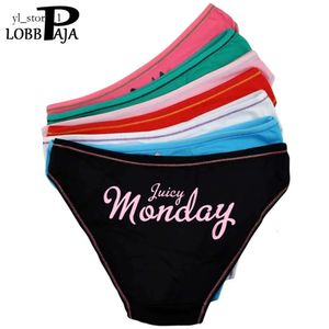 LOBBPAJA Lot 7 pièces sous-vêtements de femme coton en semaine lettre imprimée Sexy dames culottes slips intimes Lingerie culottes femmes 3740
