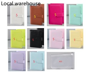 Almacén de EE. UU. Carpeta de cuaderno A6 Cuero de PU 6 anillos Bloc de notas Espiral Hoja suelta Bloc de notas Cubierta Macaron Color caramelo Diario Shell para estudiante Z11