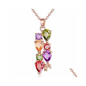 Médaillons Européen Et Américain Rainbow Couleur Pierre 3A Zircon Pendentif Long Collier Mona Lisa Colorf Drop Delivery Bijoux Cou Dhgarden Dhbjl