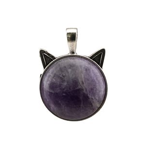 Médaillons Vintage pendentif en cristal forme de tête de chat bijoux à bricoler soi-même matériel de guérison gemme cadeau de vacances pour amis bijoux colliers pendentifs Dhve3
