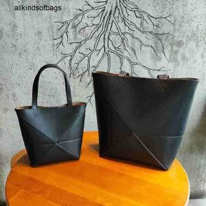 Loewwes Bolsas Puzzle Fold Tote Bag Cubos geométricos para mujer Otoño e invierno 2024 Nuevo plegable Estilo antiguo coreano Aislamiento Alta apariencia en clase FRJ