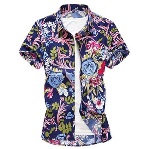 Loldeal, Camisa informal ajustada estampada para hombre, camisas de playa, Camisa Masculina Floral de algodón de talla grande 7XL