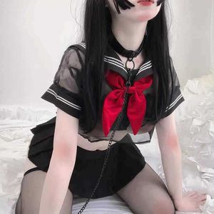 Lolita erótico Cosplay disfraz estudiante escuela chica uniforme traje Sexy Kawaii Lencería lindo marinero marinero disfraces corto Tops falda Y0913