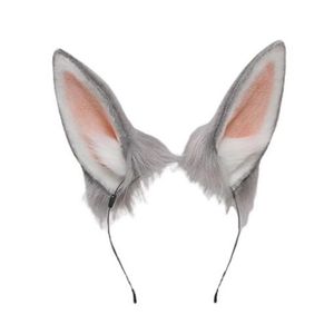 Diademas de Lolita con orejas de gato y conejo peludo, aro de pelo de conejo Kawaii para Halloween, tocado de Cosplay, suministros para fiestas GC1564