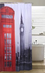 London Big Ben Curtains de douche célèbre City Match Pattern Paris Shower rideau de douche Fashion Polyester Fabric Curtains de salle de bain 180cm8596690