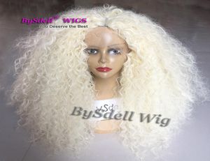 Longue Afro Fluffy Moyen Bouclés Cheveux Lace Front Perruque Synthétique Résistant À La Chaleur Miel Blonde 613 Couleur Perruques pour Les Femmes Noires Pelucas Pe8792756