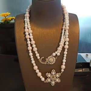 Collares de perlas de cadena larga para mujer, collar de perlas brillantes, collar de diseñador de lujo, cadena de regalo, suministro de joyería