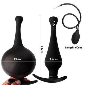 Long Firm Head Inflatable Anal Butt Plug with Detachable Pump for Man Woman Gay Anus Vagina Expander p Spot Prostate Massager230706