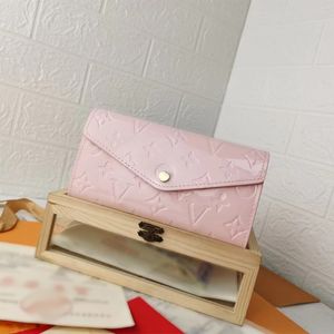 Cartera larga con solapa, tarjetero de diseño, monedero, cartera para hombre, bolso de mano de cuero, tarjetero para mujer, tarjetero en relieve para mujer, dinero a cuadros con caja original de alta calidad 5A