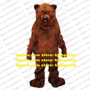 Disfraz de Mascota de oso marrón peludo de pelo largo, traje de piel de oso grizzly, personaje adulto, parque infantil, Hotel, restaurante zx768