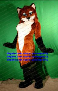 Longue Fourrure Furry Miss Fox Costume De Mascotte Chien Fursuit Adulte Personnage De Dessin Animé Outfit Costume Musique Carnaval Ouverture Cadeaux Célébration zz7594