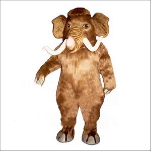 Cheveux longs éléphant mascotte Costume animaux à fourrure vêtements de fête déguisements combinaison extérieure Halloween costumes de parade de noël