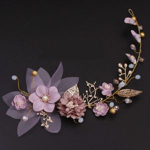 Coiffes bijoux longs bijoux rose fleurs coiffes de mariage ornements de mariée