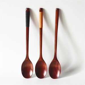 Cuchara de madera de mango largo, utensilio de cocina de bambú, herramienta para sopa, cucharadita, Catering, postres, cuchara de arroz, venta al por mayor