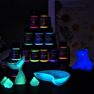 Brillo luminoso luminoso luminoso de larga duración en el polvo oscuro epoxi resina pigmentos joya de polvo fluorescente a base de agua