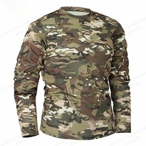 T-shirt de camouflage à manches longues pour hommes T-shirts de mode T-shirt de l'armée militaire Vêtements pour hommes Camo Tops Extérieur Camisetas Masculina 240227