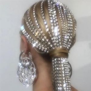 Diadema larga con borlas y diamantes de imitación para mujer, accesorios para el cabello de boda, diadema nupcial, joyería 265N