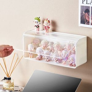 Boîte de rangement à main de longueur murale Blocs de construction Chidren Toy Doll Organizer Rack en acrylique Porte-écran transparent 231221