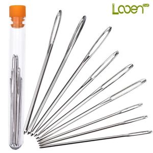 Notions de couture Outils Looen Brand Large-Eye 9pcs / lot Fil d'aiguilles émoussées en acier inoxydable en 3 tailles, bouteille de point de croix1