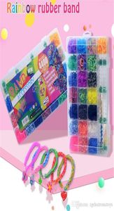 Pulsera de goma de Loom para niños o cabello Rainbow Rubber Bands Haga una pulsera tejida Toyes de bricolaje Educación Niños de Navidad GI2096987