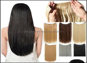 Extensions de cheveux synthétiques lisses à Micro anneaux, 22 à 26 pouces, trame en soie à haute température, 17 couleurs, Hl92I7690043