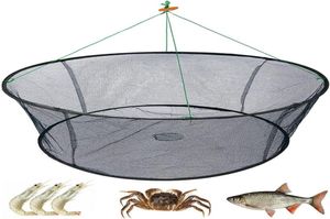 Pliegues sueltos de pesca plegable automática jaula de camarones nylon peces trampa de pescado accesorios de red de fundición256R9194833