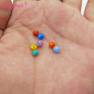 Gemystones en vrac 100pcs Hole personnalisé Synthétique Opal Lab Créé des perles de pierre 4 mm Round 92 Couleurs Forme de perle