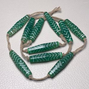 Piedras preciosas sueltas 39 Budismo tibetano de 9 mm Geates de ripe verde de agadas viejas Dzi Beads para joyas que fabrican collar de pulsera de bricolaje encantos