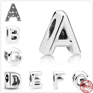 Gemas sueltas de plata 925 con 26 letras de A-Z, cuentas finas que se ajustan a dijes originales, accesorios de pulsera, joyería DIY para mujer