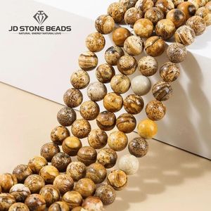 Pierres précieuses en vrac, belle image naturelle, perles d'espacement rondes en jaspe, brin de 15 pouces pour la fabrication de bijoux, accessoires de collier, bracelet à bricoler soi-même