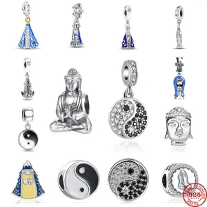 Pierres précieuses en vrac fines perles Ying-Yang en argent 925, pendentif Figure de bouddha, adaptées aux bracelets à breloques originaux, bibelot, collier, bijoux